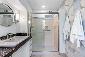 Dusche, Haartrockner, Handtücher
