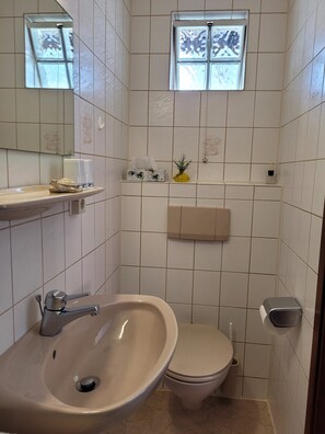 Shower, hair dryer, towels, toilet paper - Haus Seeforelle (Hagnau am Bodensee)