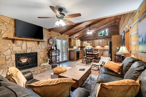 Smart TV, fireplace, video games