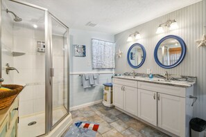 Shower, towels, toilet paper