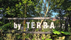 A wooden sign with the words "by TERRA" in white letters. - Kusma Hotel Bandungan Semarang (Bandungan)
