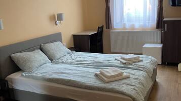 Desk, free WiFi, bed sheets