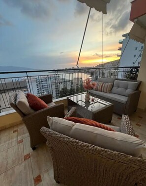 Panoramic Apartment | Balcony view - Yellow Apartment Saranda (Sarandë)