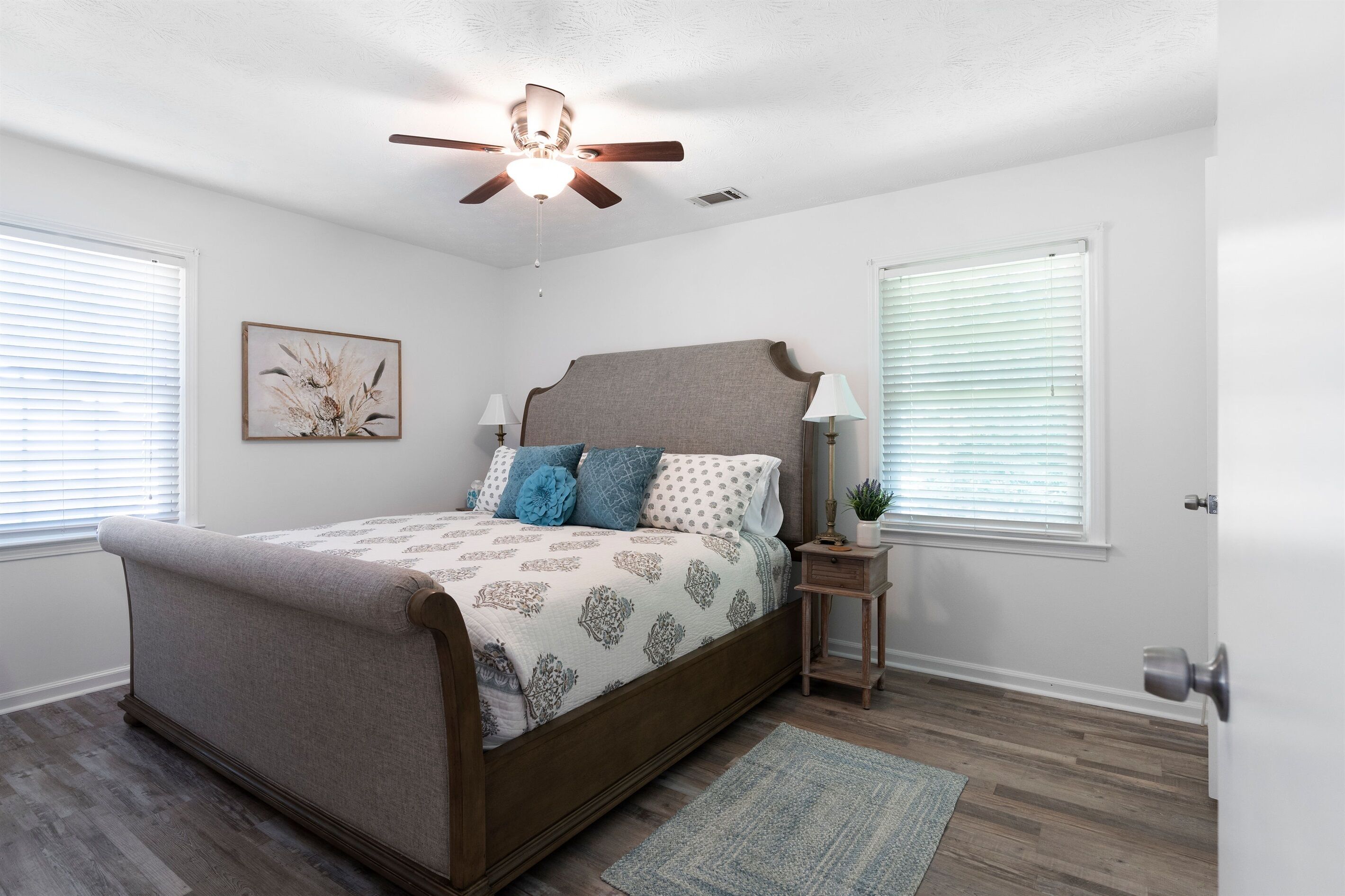 Primary king size bedroom upstairs with ensuite bathroom