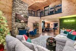 Smart TV, fireplace, video games, table football