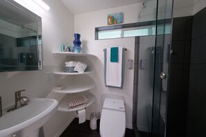 Dusche, Haartrockner, Bidet, Handtücher
