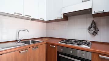 Fridge, oven, stovetop, coffee/tea maker