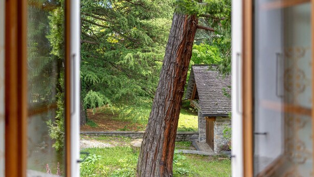 A rustic cabin with a stone exterior, surrounded by dense forest. - Apartment 'Casa Anna' with Mountain View and Private Terrace (Santa Maria Maggiore)