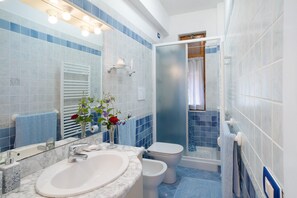 Ducha, secador de pelo y toallas