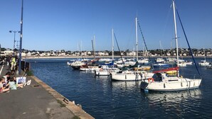 Un port de plaisance où sont amarrés de nombreux voiliers.
