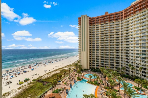 Indoor pool, a heated pool - Oceanfront Resort with Beautiful Views, Pools and Fitness Center at Shores of Panama 1027 (Panama City Beach)