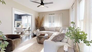 TV connectée, cheminée, jeux vidéo, livres