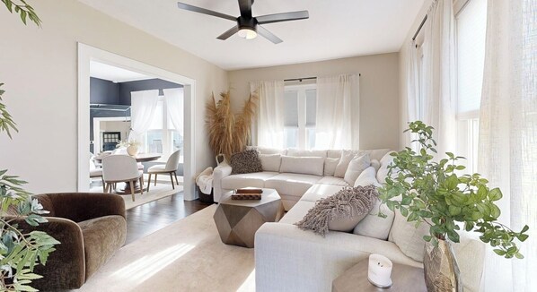 Smart TV, fireplace, video games, books