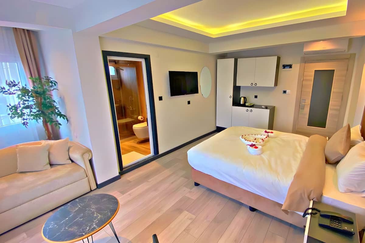 1 bedroom, desk, laptop workspace, soundproofing