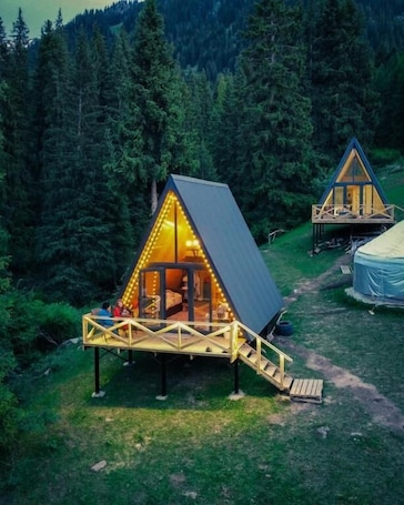 Cabin, Multiple Beds, Mountain View | Living area