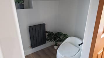 Douche, douche à « effet pluie », serviettes fournies, savon