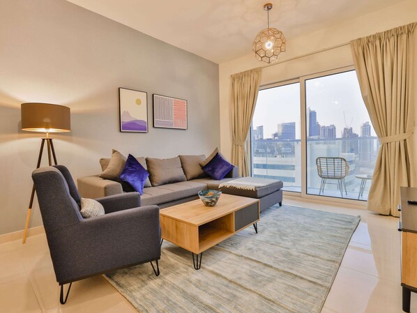 Apartment | Living area - One Bed With Balcony Views by Belvilla (Dubai)