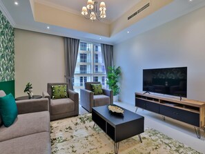 Living area - Grand 2BR Burj Khalifa Gym/pool by Belvilla (Dubai)
