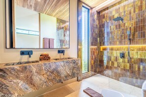 Villa, 3 Bedrooms, Balcony, Pool View | Bathroom | Separate tub and shower, hair dryer, towels, soap - Hygge Villa Ubud (Ubud)