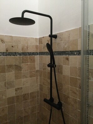 Hair dryer, towels, toilet paper