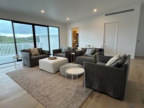 スマートテレビ、暖炉、書庫