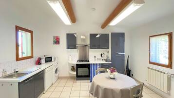 Réfrigérateur, micro-ondes, four, plaque de cuisson