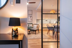 Deluxe Apartment, City View | 1 bedroom, blackout drapes, iron/ironing board, free WiFi