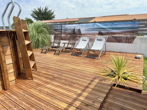 Plages à 10 min Maison Familiale avec Piscine privée 8 Pers 4 Chbres, 2 S D'eau