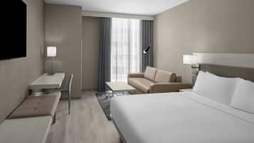 In-room safe, desk, laptop workspace, blackout curtains