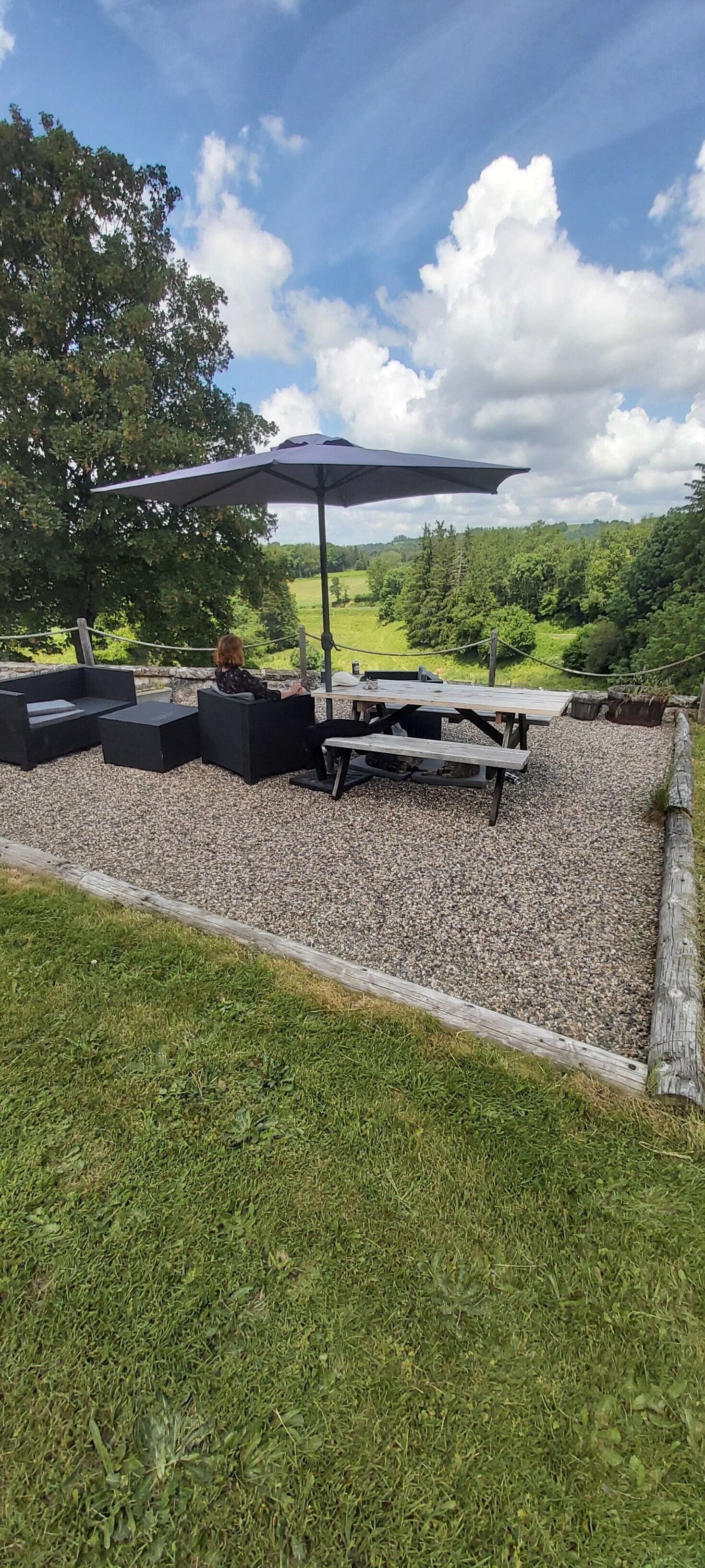 Elevated views from the private terrace with adjacent BBQ area.