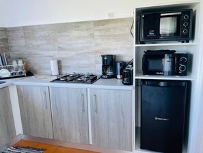 Kühlschrank, Mikrowelle, Ofen, Herdplatte
