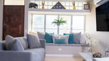 Smart TV, fireplace, computer monitors