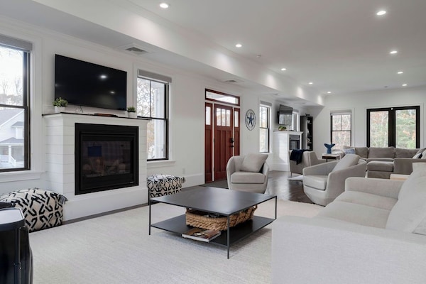 Clean lines, modern setting, beautiful Room & Board furniture, open layout.