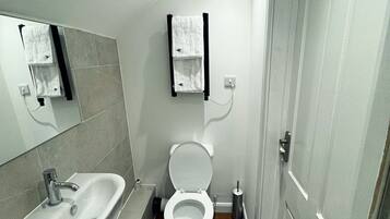 Towels, soap, shampoo, toilet paper