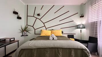 1 habitación, tabla de planchar con plancha, wifi y ropa de cama
