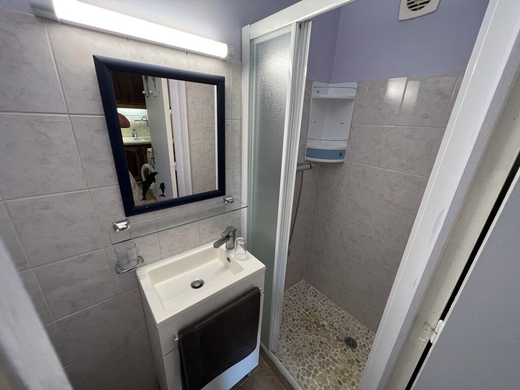 Hair dryer, towels, soap