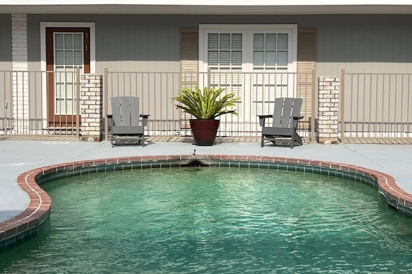 Safe, quiet, and peaceful, the central courtyard has the pool and sun loungers