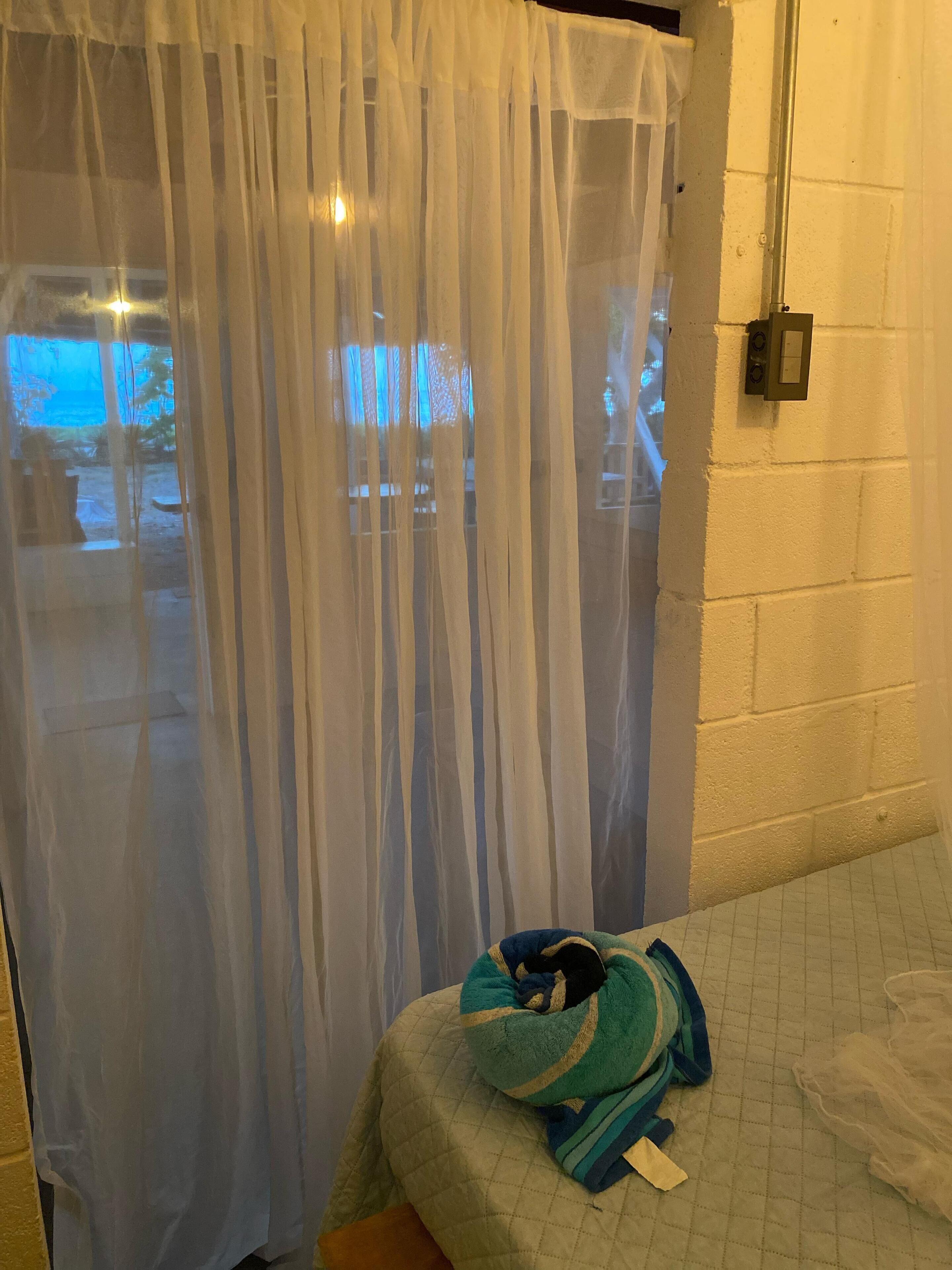 Curtain and area through the downstairs sleeping area. 