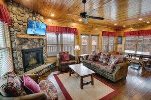 Télévision, cheminée, jeux vidéo