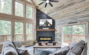 Télévision, cheminée, jeux vidéo