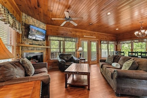 Télévision, cheminée, jeux vidéo