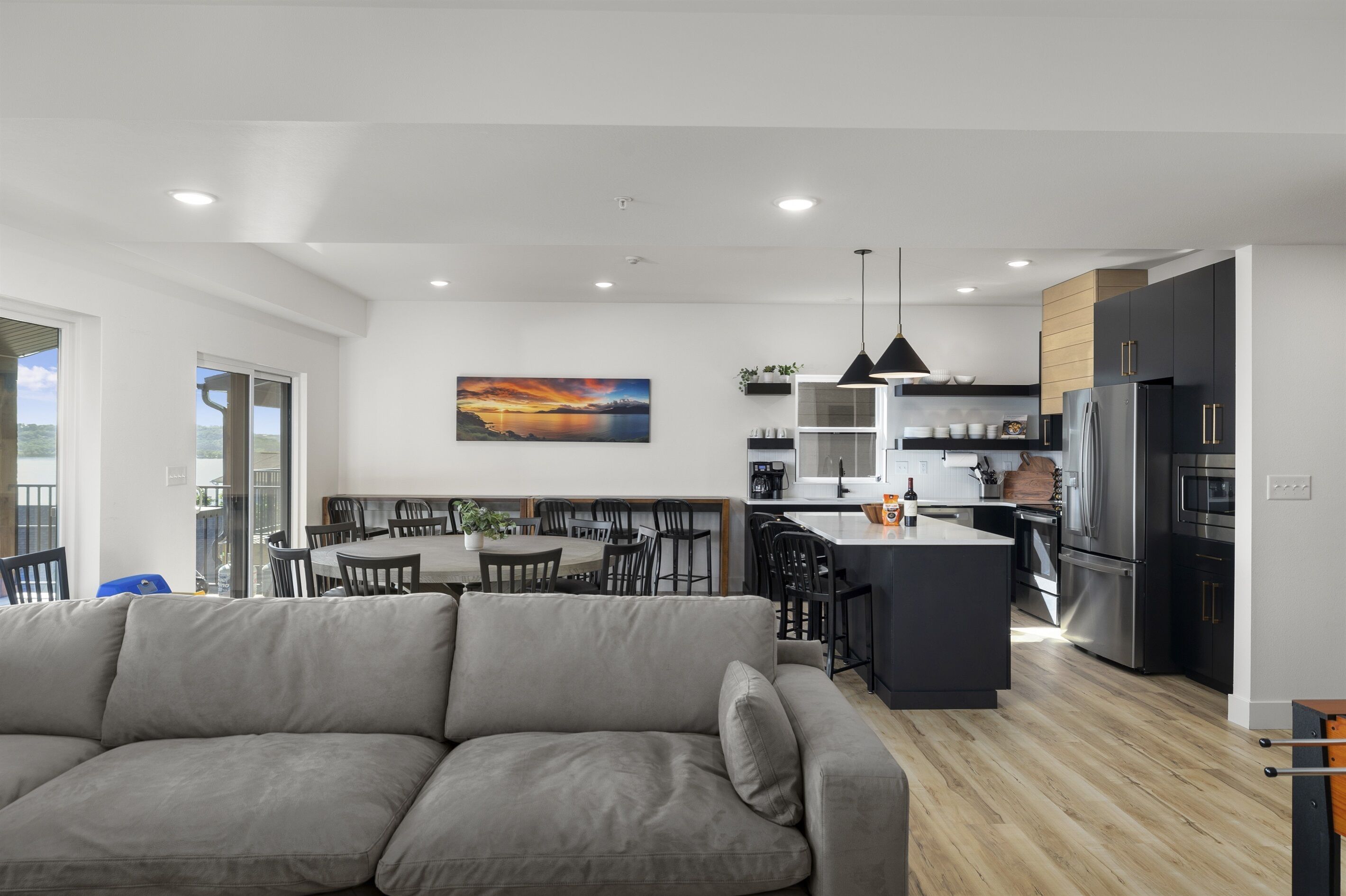 Smart TV, fireplace, video games, foosball