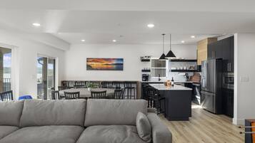 Smart TV, fireplace, video games, foosball