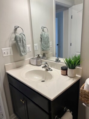 Hair dryer, towels, soap, toilet paper - Elegant& modern Home (Stafford)