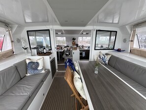 Interior - 40 ft Catamaran Boatel w view in Ventura Harbor, Sleeps 6 (Ventura)
