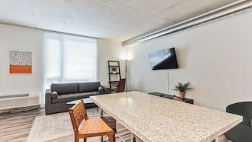 City Apartment, City View | Living area | 50-inch Smart TV with digital channels, Netflix, Hulu