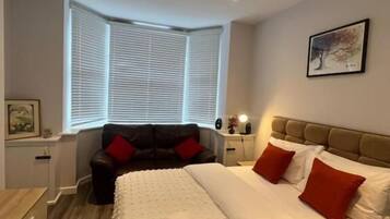 Individually furnished, laptop workspace, iron/ironing board