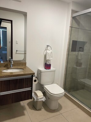 Dusche, Handtücher, Seife, Shampoo