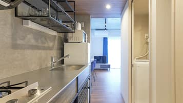 A Type, Non Smoking | Private kitchen | Full-size fridge, microwave, stovetop, electric kettle