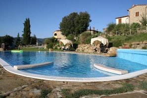 Seasonal outdoor pool, open 8:00 AM to 8:00 PM, pool umbrellas